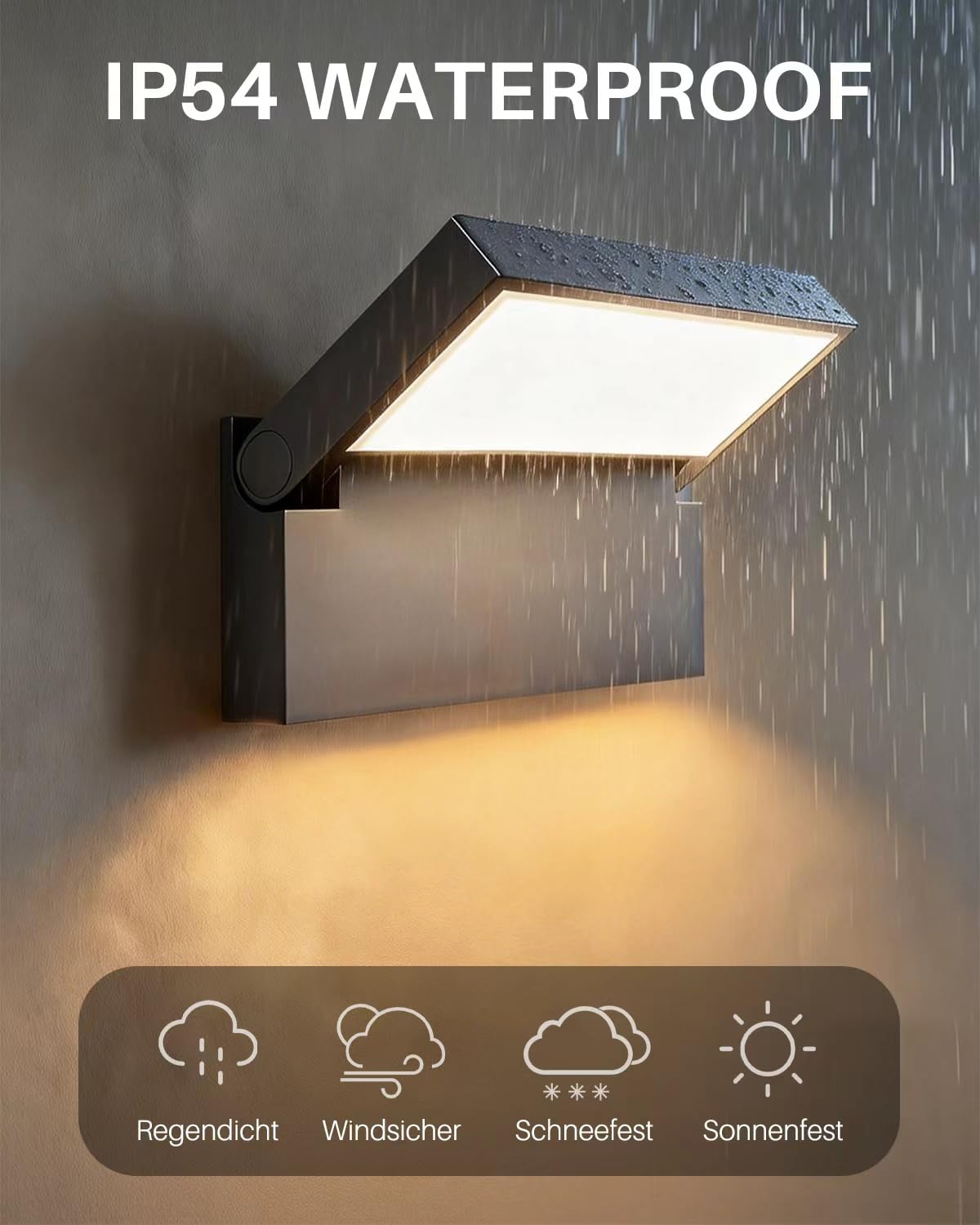 EBION Applique Murale Exterieur LED Panneau Pivotant à 90°,IP65 | pour Terrasse Entrée Jardin Garage,4000K,18W,Anthracite
