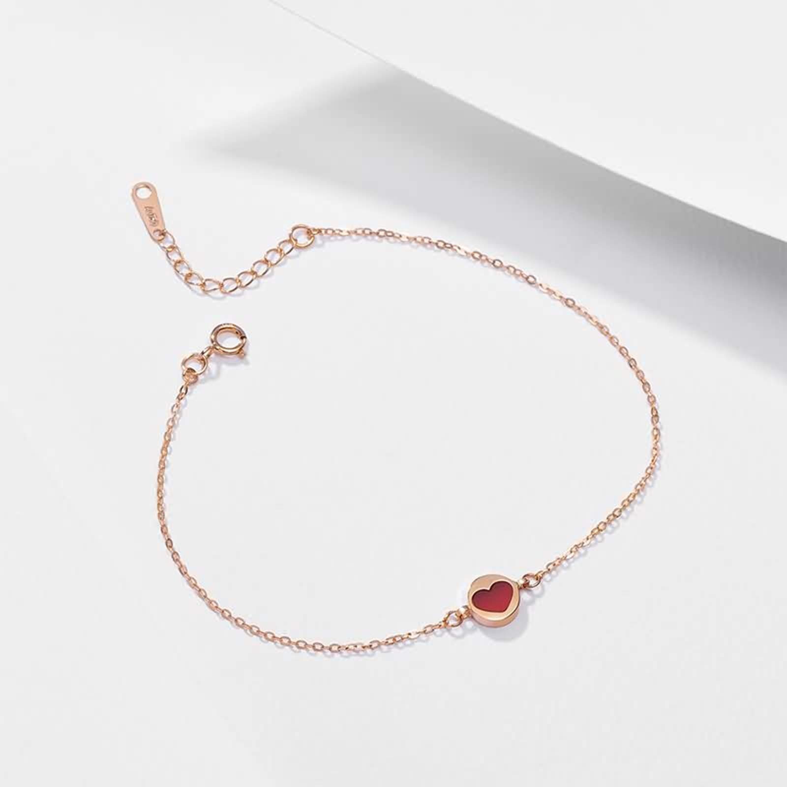 Pulsera con Dije de corazón para Mujer en Oro Rosa de 18 Quilates