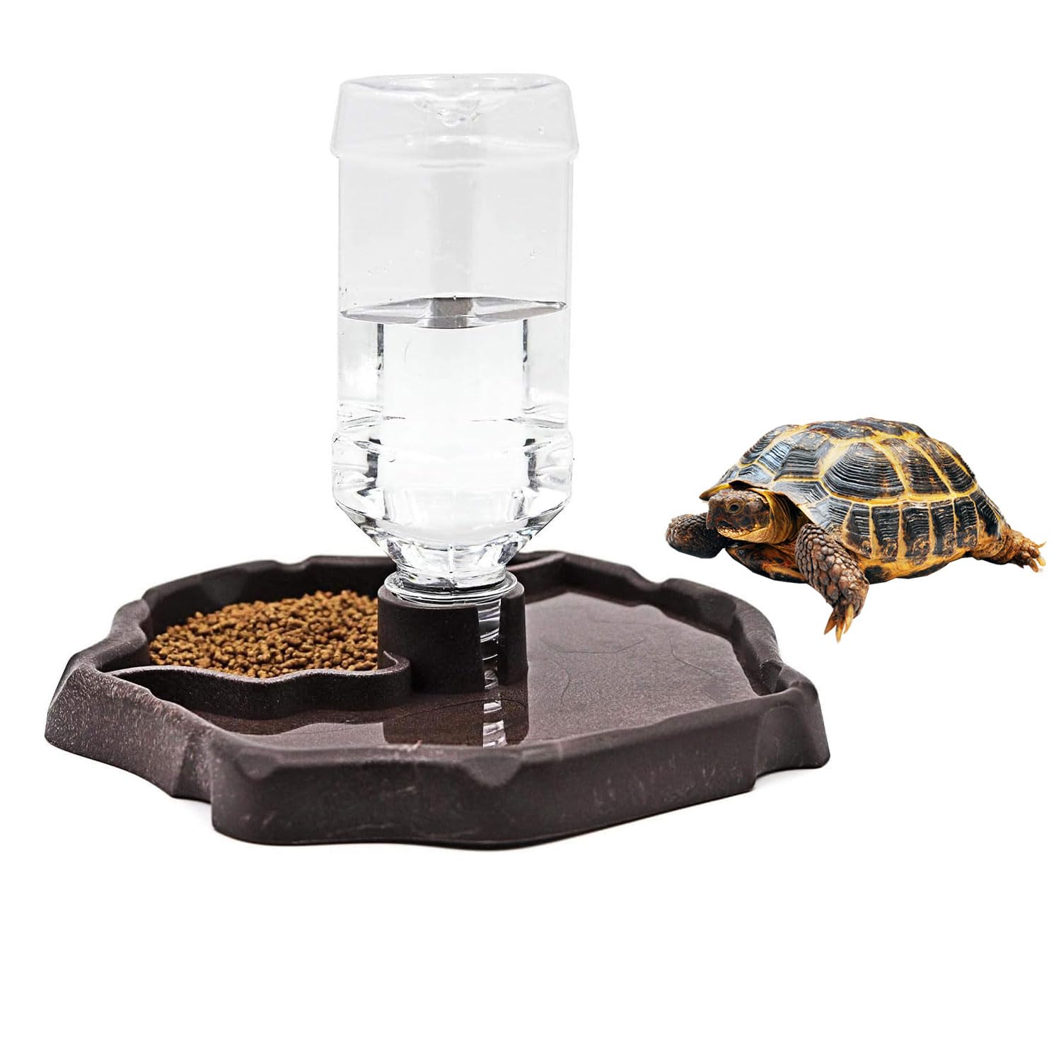 JOYOLA Bol à Eau pour Reptile, Distributeur d'eau pour Reptile Bol d'eau de Nourriture pour Reptiles Bol Reptiles 2 en 1 de Nnourriture Mangeoire Gamelle Tortue pour Tortues, Hamsters