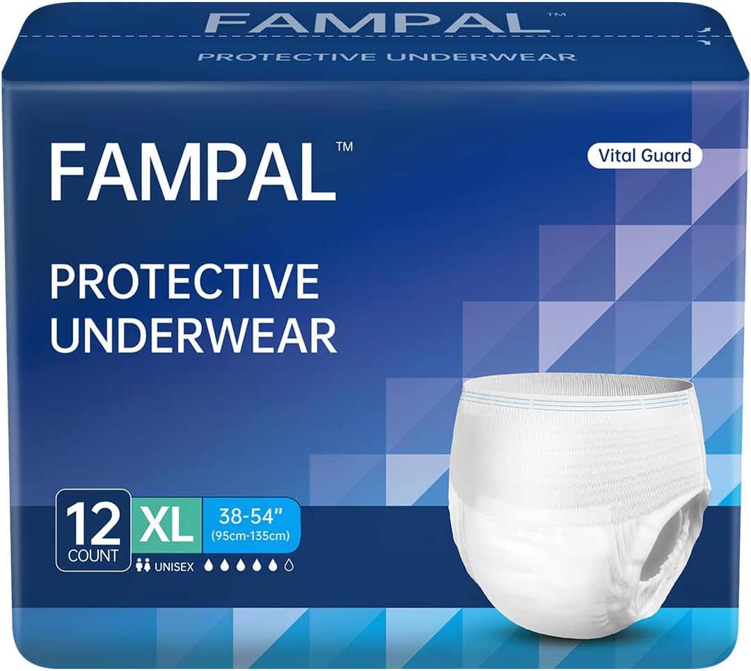 Vital Guard Adult Incontinence Underwear, Maximum Absorbency, Odor Control, Leak Protection, Overnight, Disposable, Unisex, X-Large, 12 Count
