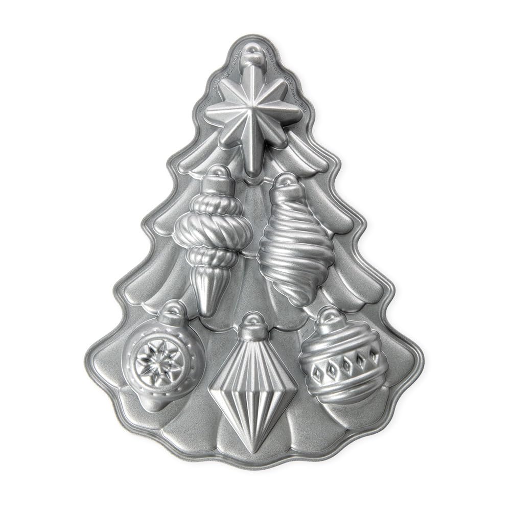 Nordic Ware Vintage Ornament Cakelet Pan, 2 Tassen, Silber