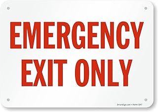 SmartSign 7 x 10 inch “Emergency Exit Only†Sign with Pre-Cleared Holes, Digital Printing, 55 mil HDPE Plastic, White and Red