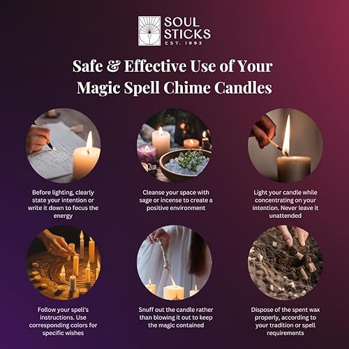 Miniatura 7 de Soul Sticks Aura - Velas cónicas de hechizo mágico de 4 pies, 20 unidades, ideales para altar, rituales, ceremonias, vela púrpura de meditación para
