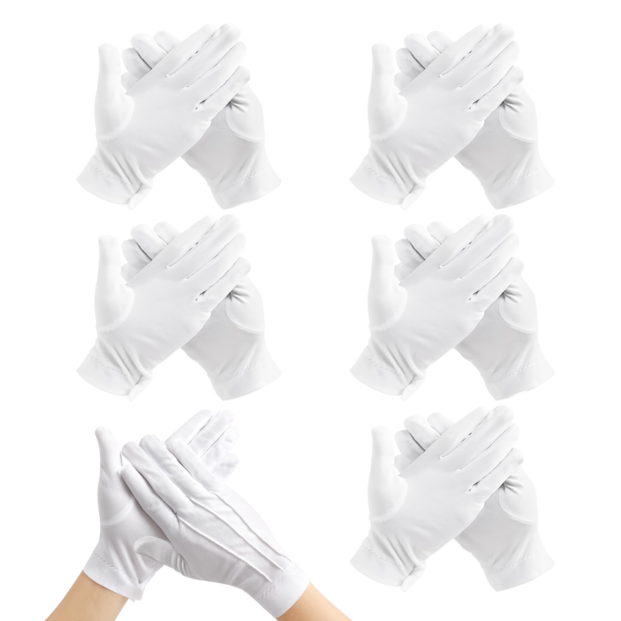 JUNART 3 Pairs White Ceremonial Gloves with Buckles for Tuxedo, Guard of Honor, Parade, Jewelry Inspection, Formal Occasions