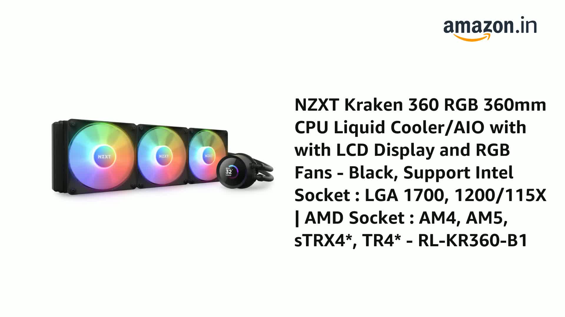 NZXT Kraken 360 RGB 360mm CPU Liquid Cooler/AIO with with LCD