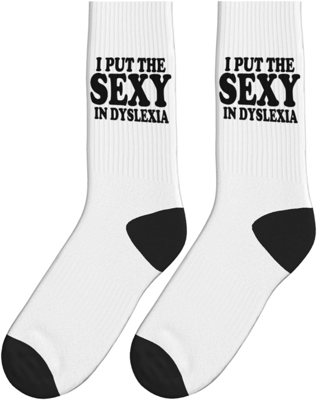 I Put The Sexy In Dyslexia Crew Socks For Adult Funny Novelty Gag Gift Mid Calf Sock