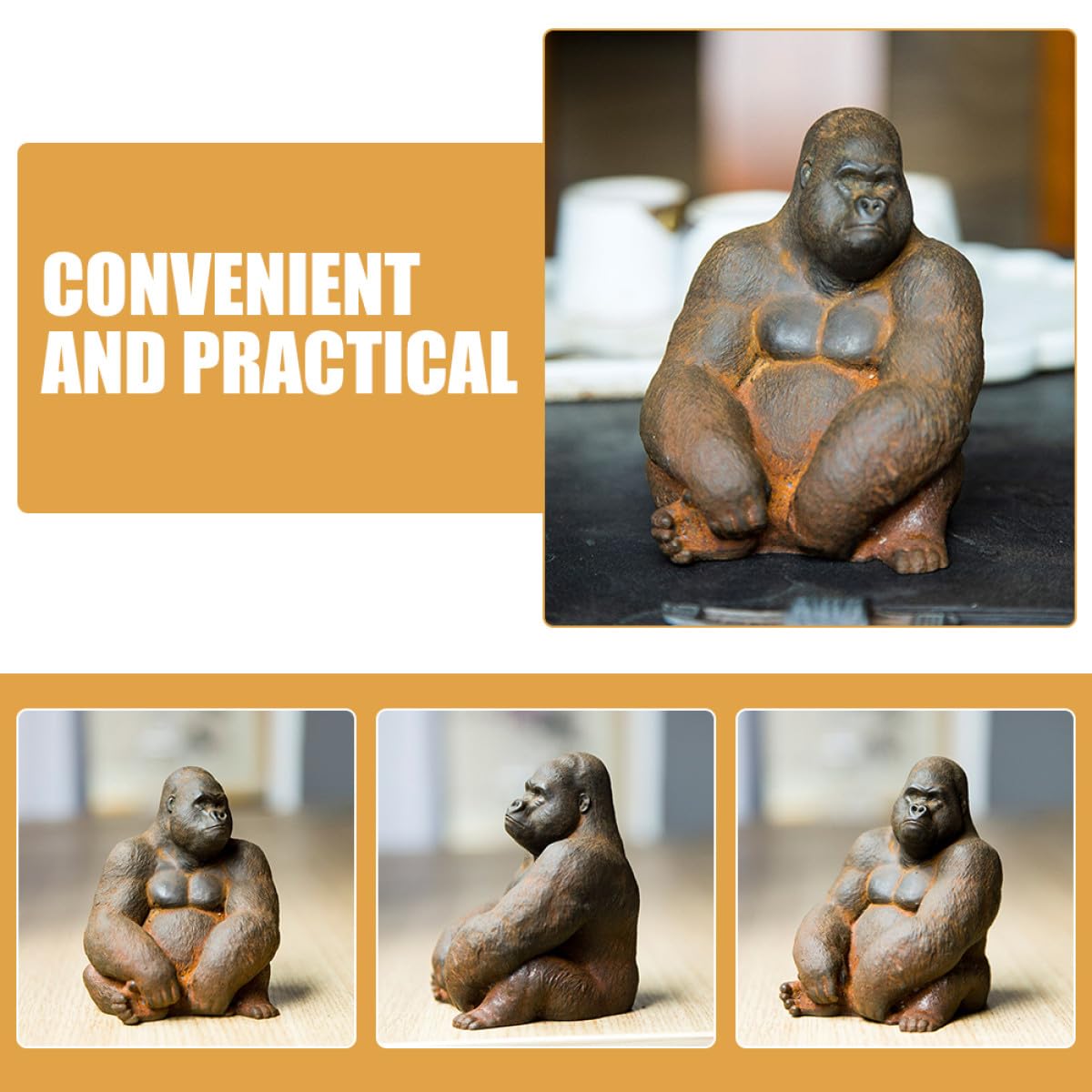 NUOBESTY Eiserne Miniatur Gorilla Statue Vintage Tierfigur aus Robustem Eisen Kreative Deko für Wohnzimmer Büro und Sammler Stabile Tischskulptur mit Rustikalem Charme