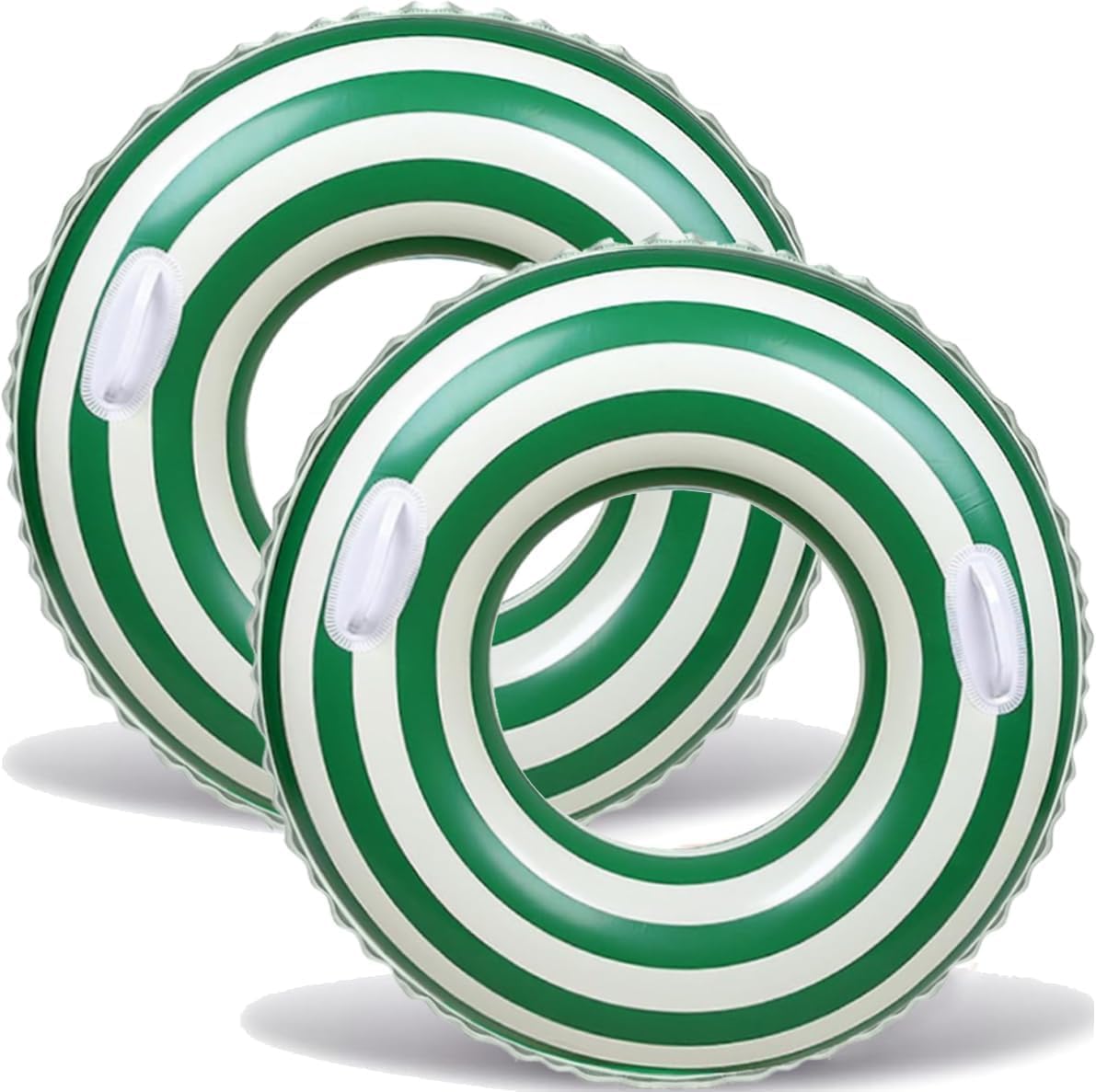 Large Striped Pool Floats- Inflatable Pool Floats for Adults- 2 Pack Striped Floaties Pool Tubes Swim Rings with Handles Inflatable Pool Float for
