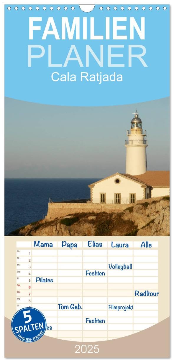 Familienplaner 2025 - Cala Ratjada mit 5 Spalten (Wandkalender, 21 cm x 45 cm), CALVENDO: Bei Cala Ratjada findet man schöne Buchten und genießt den ... der ursprünglichen Insel.. (CALVENDO Natur)