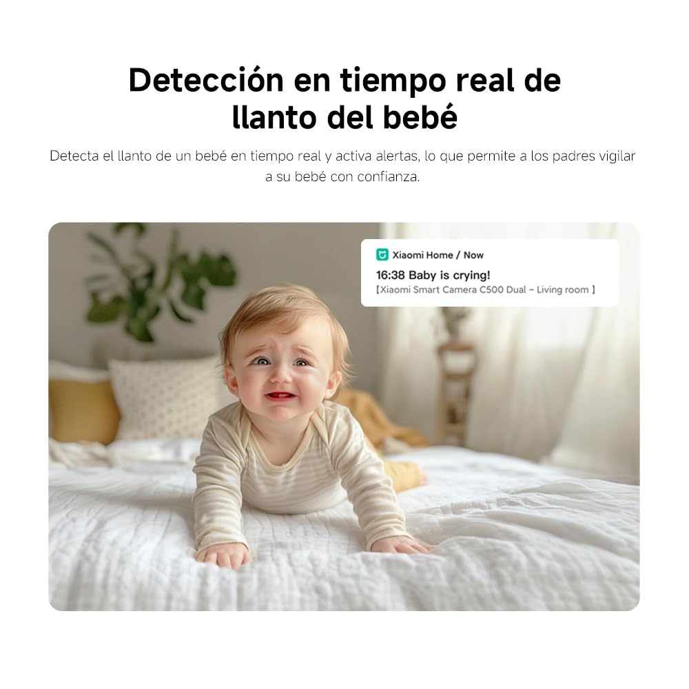 XIAOMI C500 Dual Camara Vigilancia WiFi Interior, Doble 4MP Barrera Virtual | Camara Vigilancia Detección De Personas/Mascotas, Visión Nocturna A Color Starlight, Audio Bidireccional, WiFi 6 2,4/5 GHz