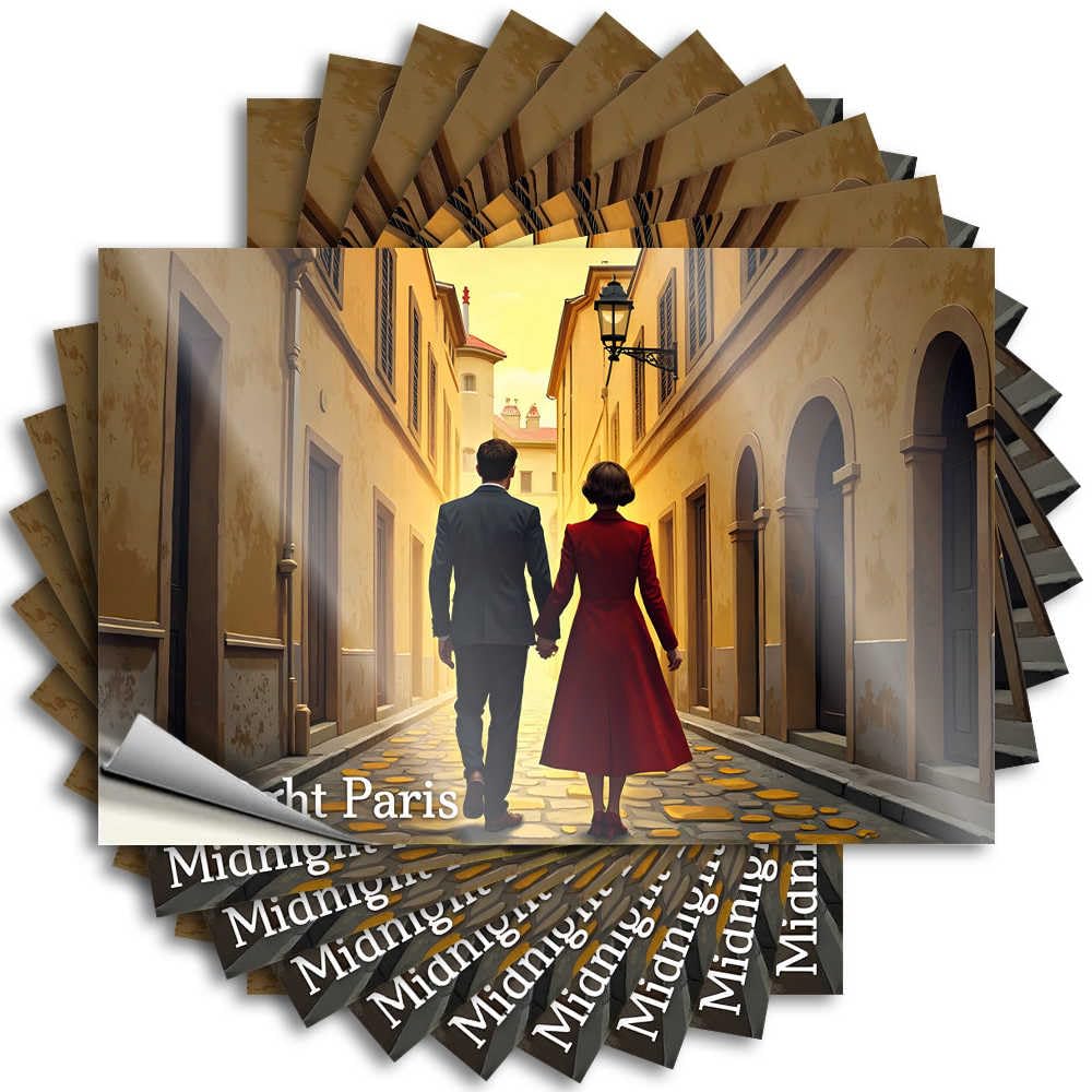 Fzfn Colour Tattoos Teenage Room Decor | Fun Water Romantic Walk In Midnight Paris: A Classic Couple's Journey For Math(6X9cm)