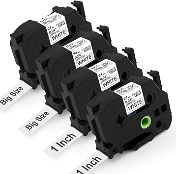 Oozmas Compatible Labels Replacement for Ptouch Tape 1 Inch Black on White  TZe TZ Tape 24mm 0.94 Inch Laminated Refills Compatible with Brother ...