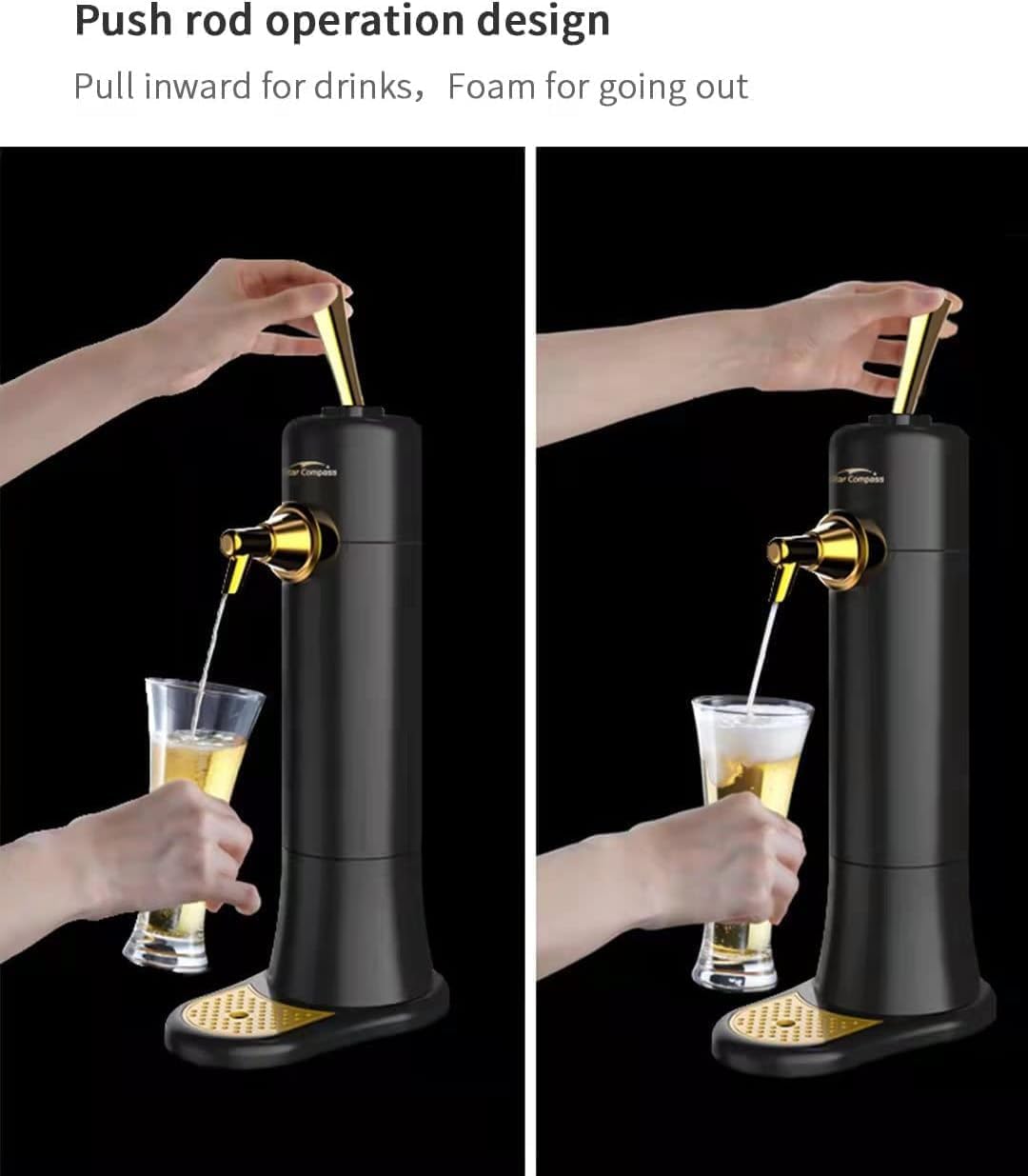 Dispensador de cerveza de escritorio con espuma ultrasónica, mini bomba para latas/botellas, vertido suave y cabezal cremoso para fiestas en el hogar y bares
