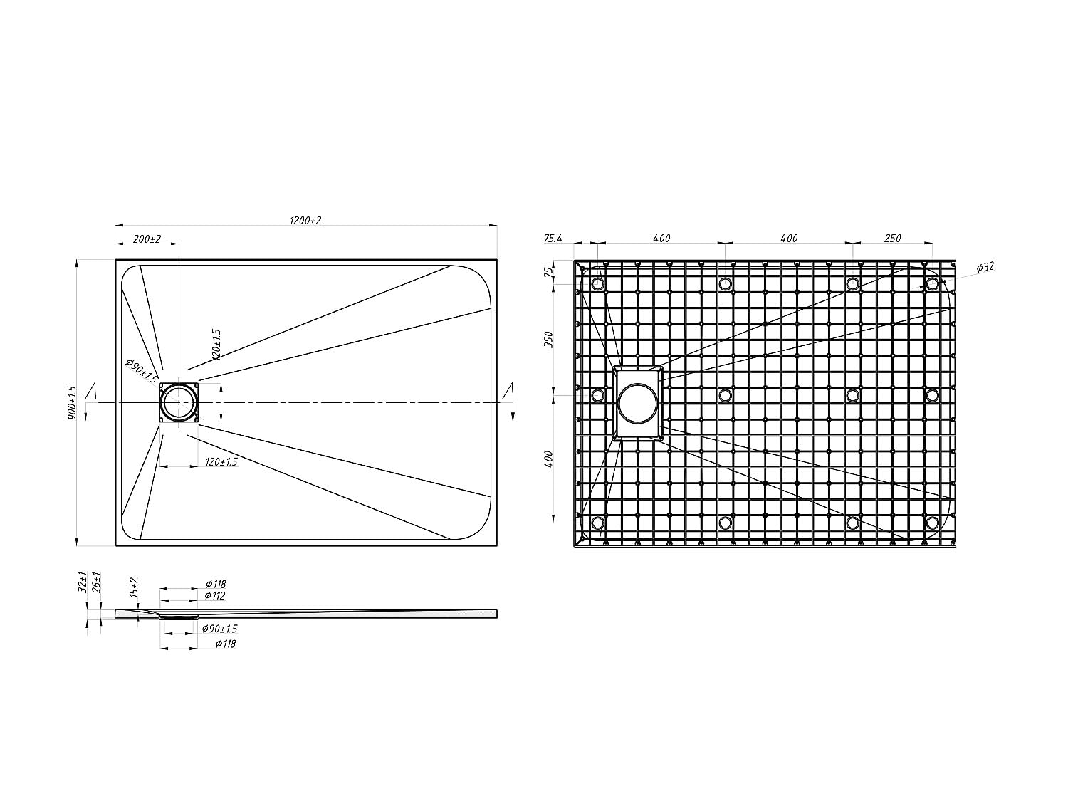 Vente-unique - Receveur de douche extra plat à poser ou à encastrer recoupable en résine SMC - Blanc - 120 x 90 cm - MIRNOSA