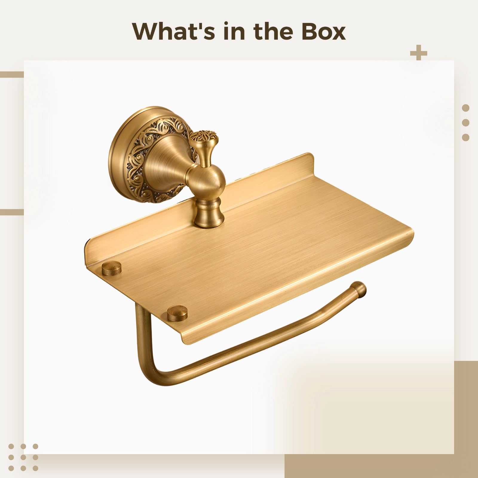 Decorazioni per il bagno in bronzo antico, rack di stoccaggio del telefono fissato al muro, mensola del telefono supporto di carta del bagno d'ottone dell'annata, supporto del rotolo del