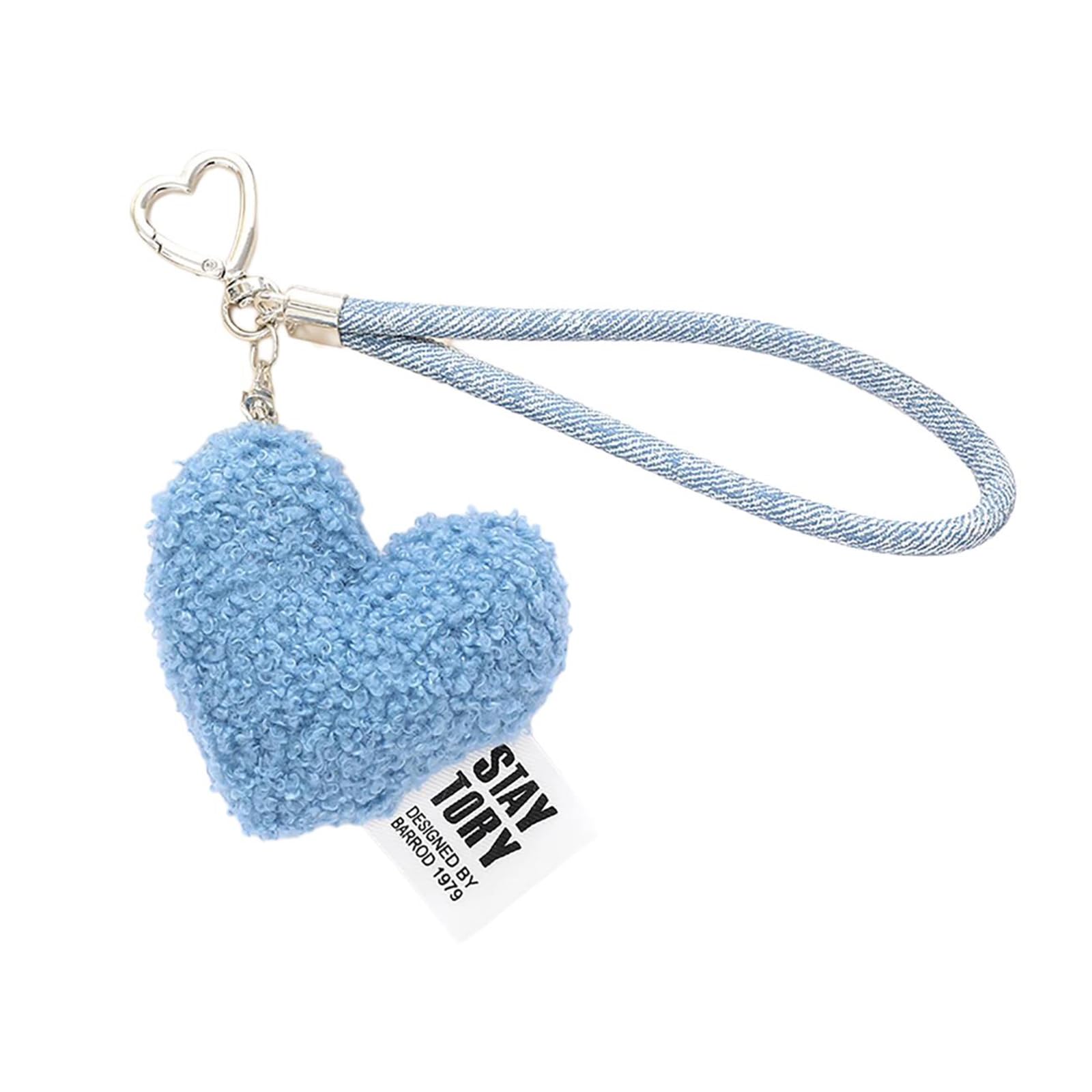 Elnwnnkc Sweet Plush Love Heart Pendant Wristlet Keychain Bag Charm Keyring Pendant Lanyard for Backpack Coin Purse Decoration Wristlet Keychain