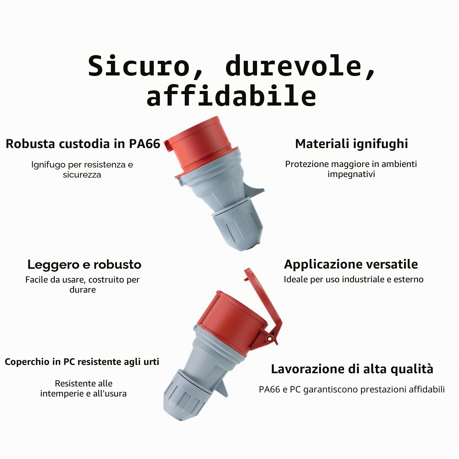 Adattatore per accoppiamento CEE 3 fasi da 16/32A a 32/16A, portatile, con copertura di protezione, impermeabile IP44, adatto per uso industriale e domestico (16-32)