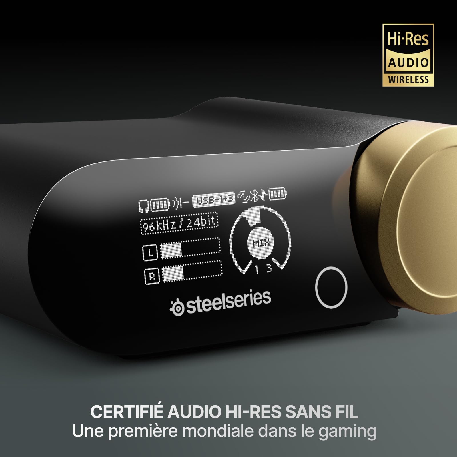 SteelSeries Arctis Nova Elite -Sage&Gold- Casque Gaming sans Fil- 96 kHz / 24 Bits - Haut-parleurs en Fibre de Carbone -ANC- Réduction du Bruit par IA - Appli - 2,4GHz+Bluetooth -OmniPlay PC+PS+Xbox