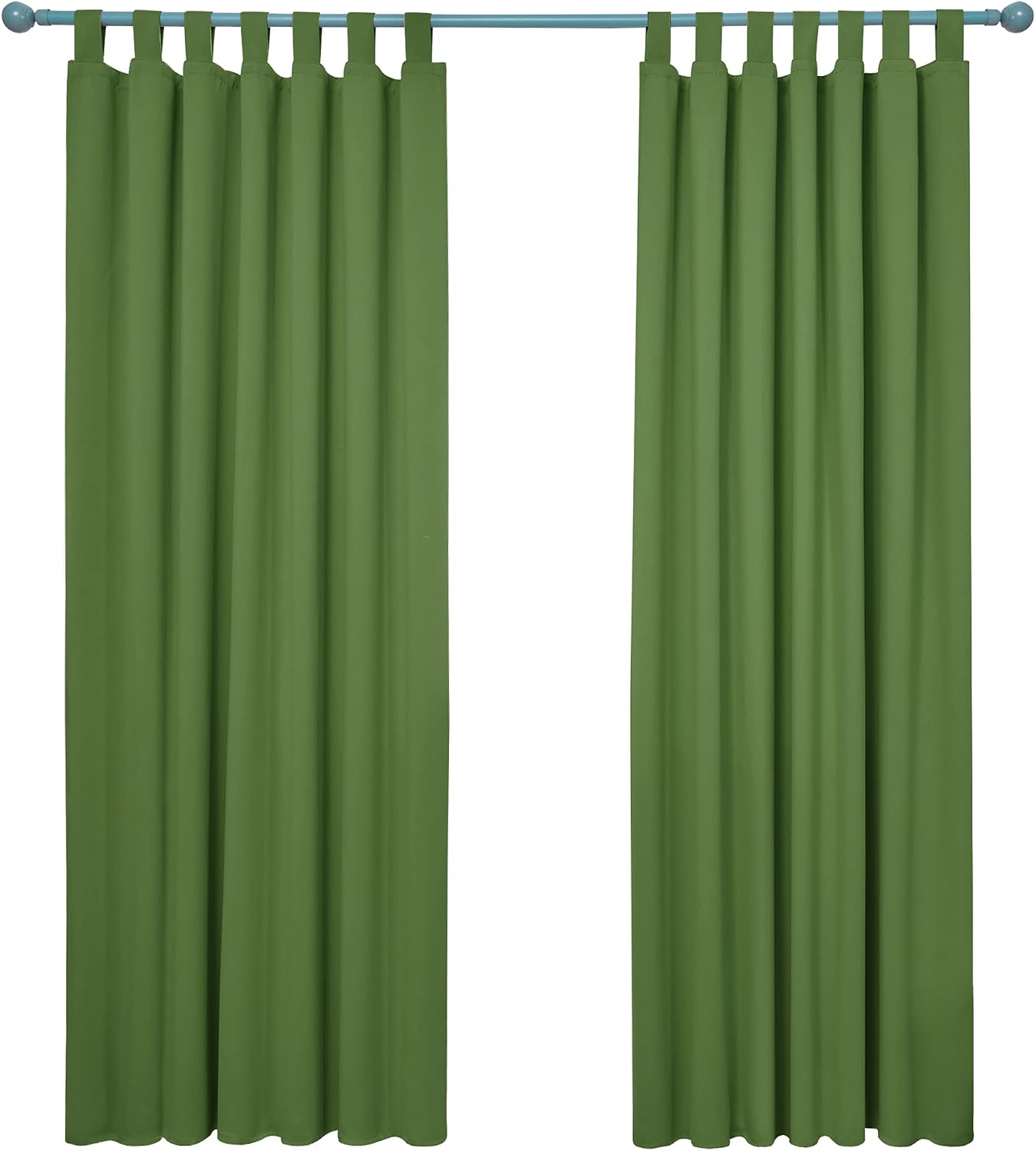 Deconovo Solid Thermal Insulated Blackout Curtains Tab Top Curtains for Bedroom 140x245cm Green 1 Pair, W 55" x L 96" (2 Panels)