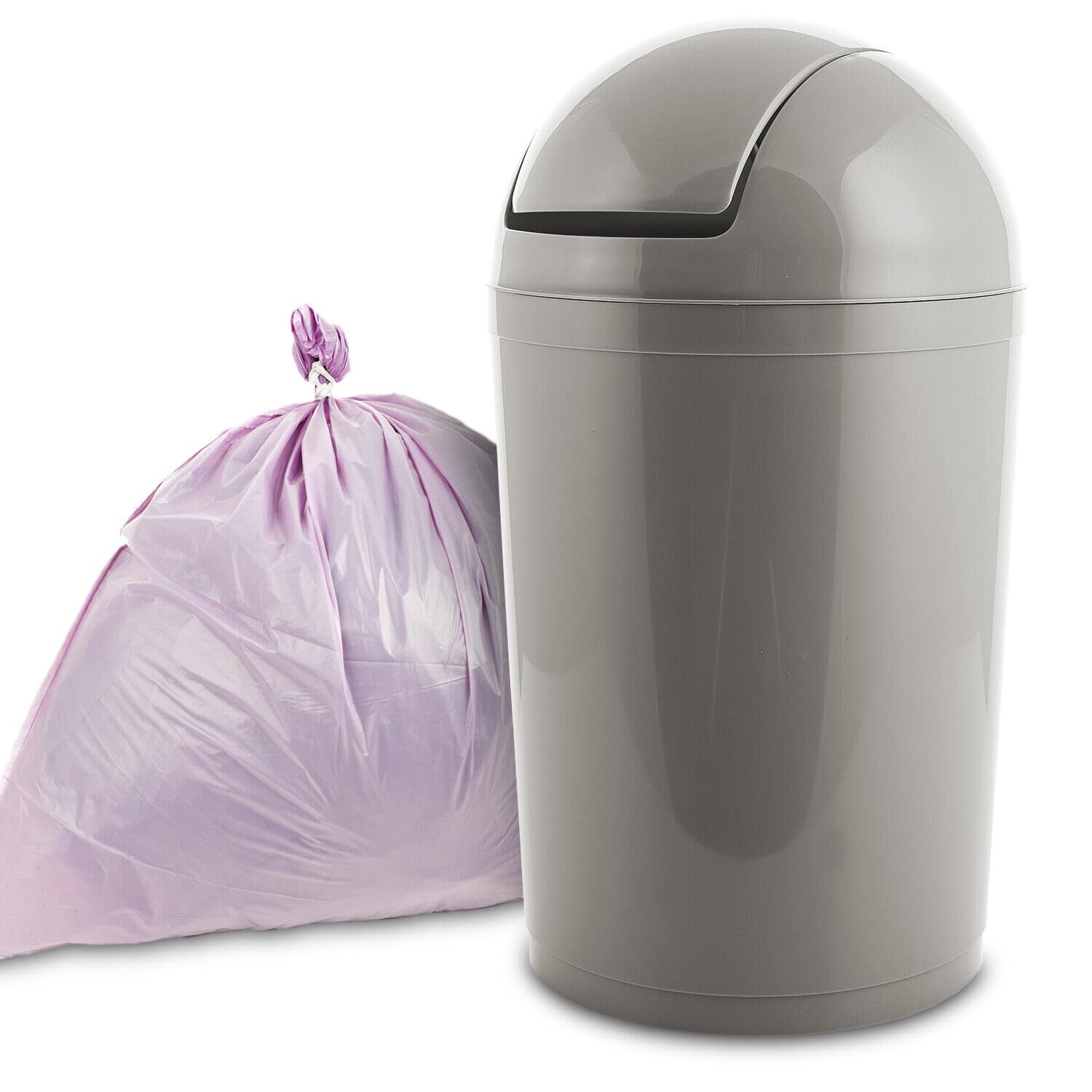 UNICORPSE TECHNOLOGIES PVT. LTD. Compact Plastic Swing Top Waste Bin 5L 15L House Office Bathroom (Silver 15L)