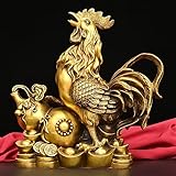 Feng Shui Wohndekoration Messing-Hühnerstatue Chinesische Kupfer-Hühnerstatue Huhn Tierkreiszeichen Geld Hahn Tierkreiszeichen Hahn Skulptur Reichtum
