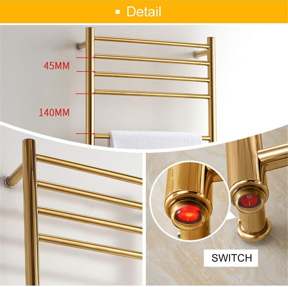 LUNEZY Heated Towel Rack, Electric Towel Warmer Rack Wall Mounted Stainless Steel Safety Energy Saving Towel Heater Home Bathroom Accessories (Plugin)