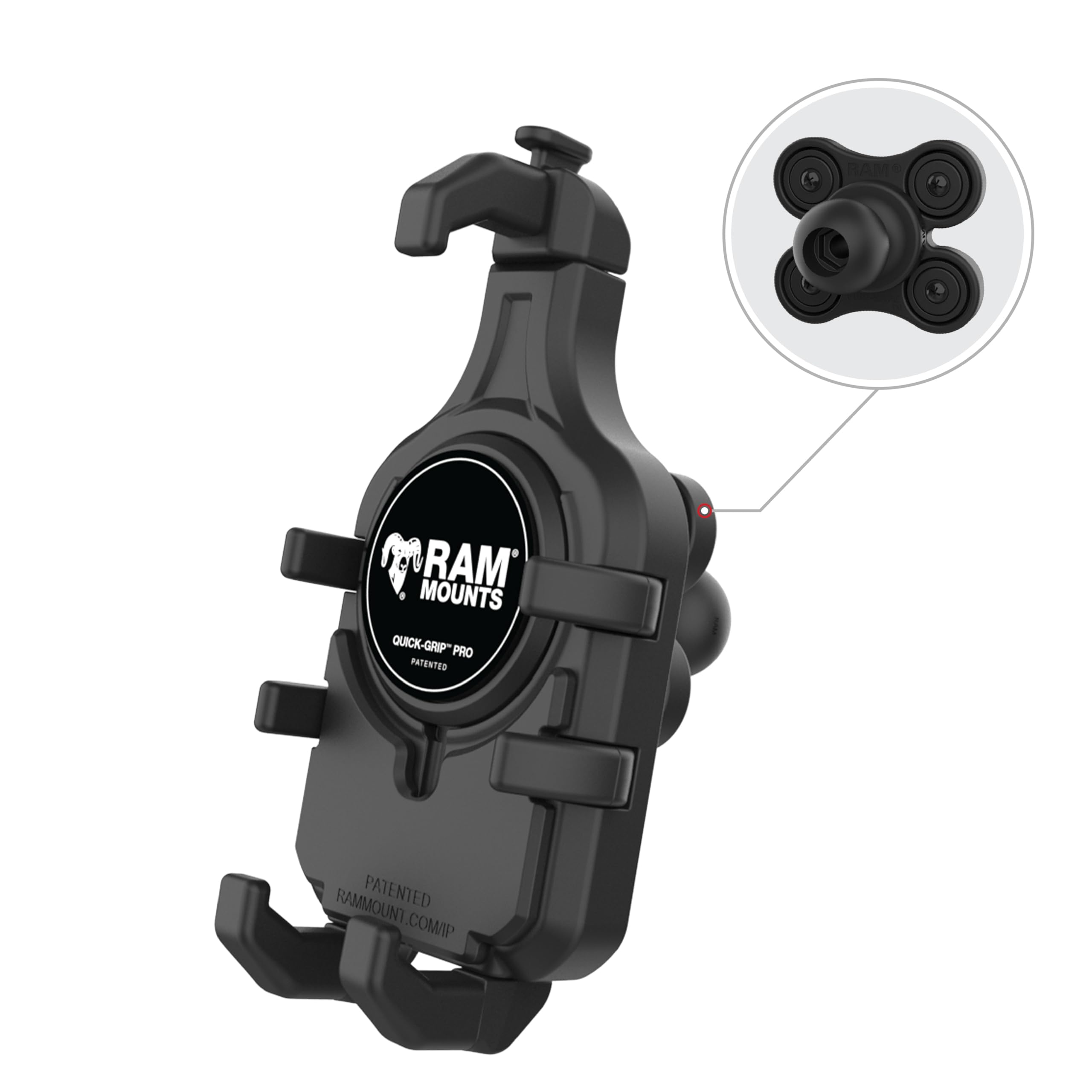 RAM QUICK GRIP スマホホルダー USBワイヤレス充電機能付き Amazon.com: RAM MOUNTS Quick-Grip Pro Motorcycle Phone Holder with