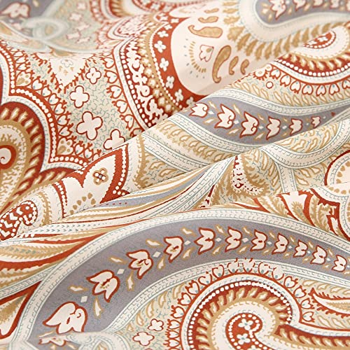 Winlife Queen Fitted Sheet Only - 100% Long Staple Cotton - Deep Pocket Fits Mattress Upto 18 Inches - Bohemian Paisley Printed Fitted Sheet (Camel Paisley) #TOP7