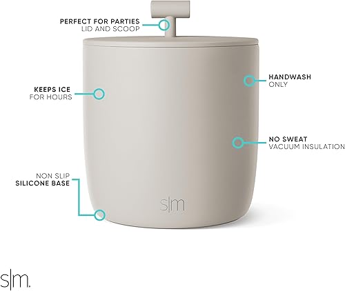 Miniatura 8 de Simple Modern Cubo de hielo aislado al vacío con tapa y cuchara, para cóctel, champán, vino, cerveza y hosting, capacidad de acero inoxidable de 100