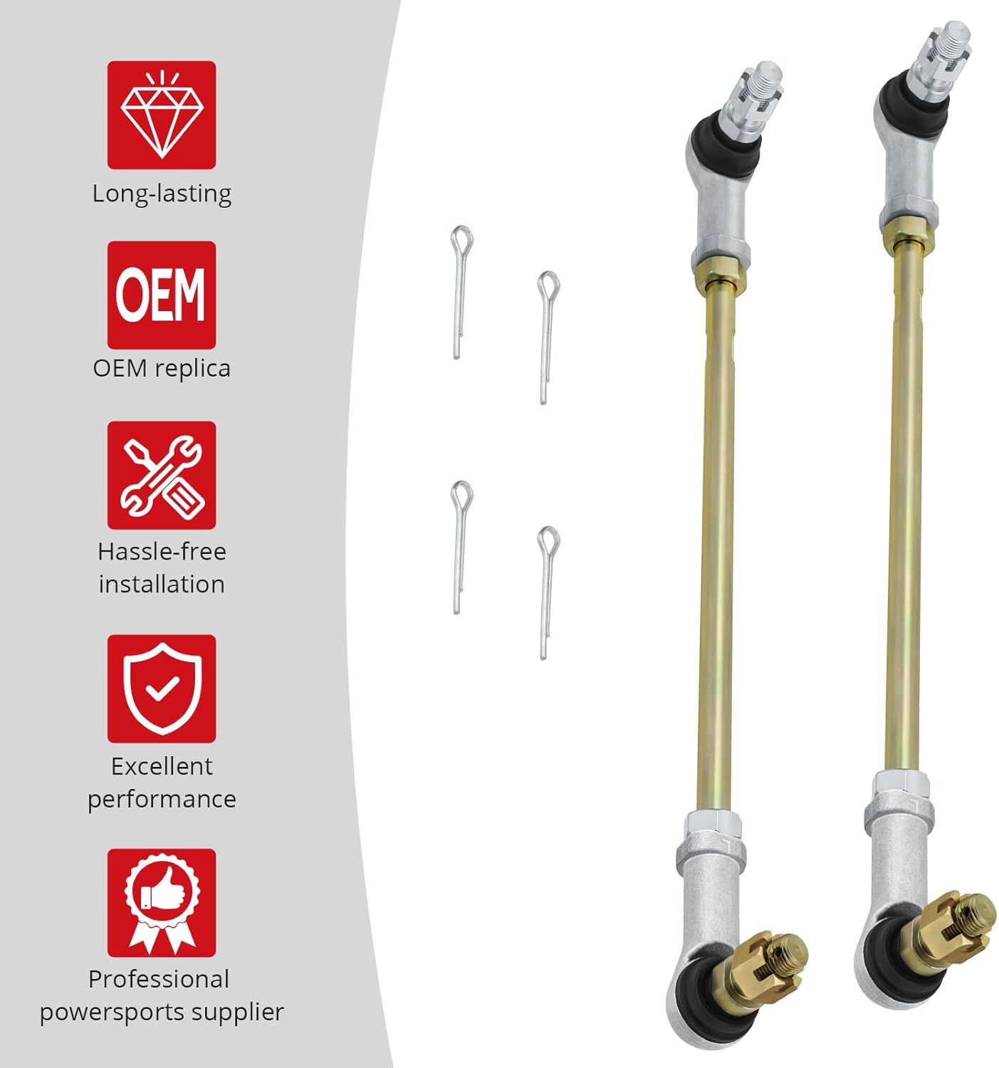 JAVIK Left & Right Tie Rod Ends Kit Fit for Honda Rancher 420 2x4 TRX420TE TRX420T-M 2007-2013,OEM#53521-HP4-600 53158-HP5-003 53157-HP5-003
