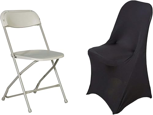 Miniatura 4 de BalsaCircle - 50 fundas para sillas plegables elásticas de elastano negro para fiestas, bodas, decoración de ropa de cama, comedor, ceremonia,