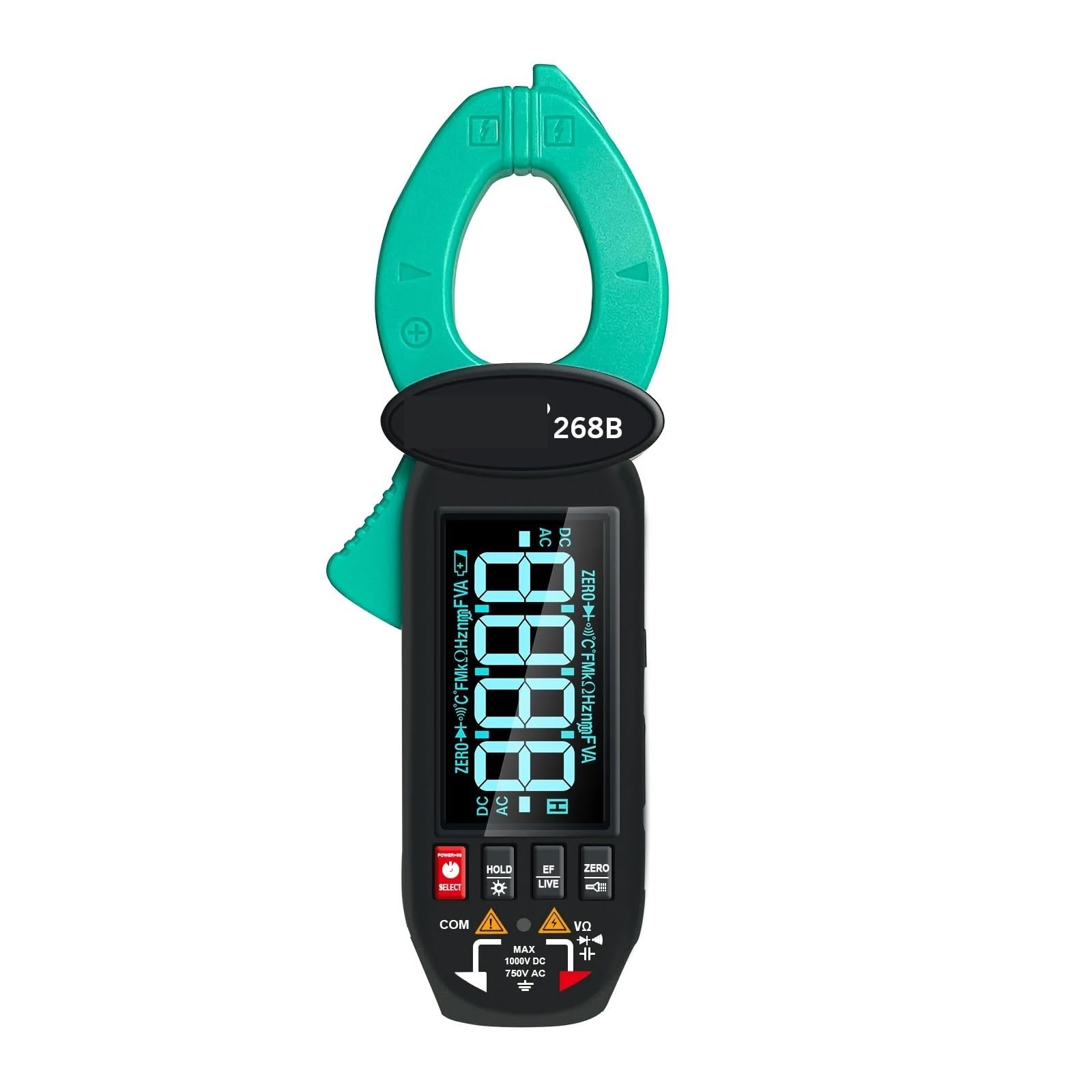 Pinza amperimétrica 268B con detección de Corriente de Fuga, multímetro de precisión de 0,1 mA con Valor eficaz Verdadero, CA/CC 60 A, Tipo C, con rotación de Pantalla