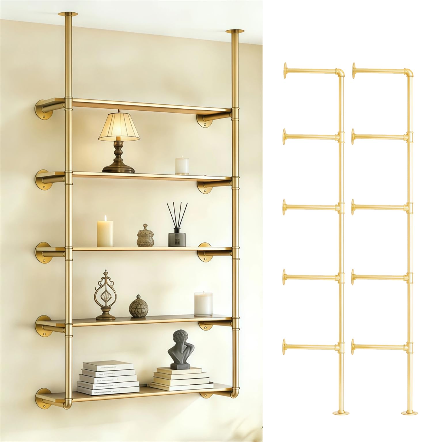 Photo 1 of Sinsloto Gold Industrial Pipe Shelf Brackets