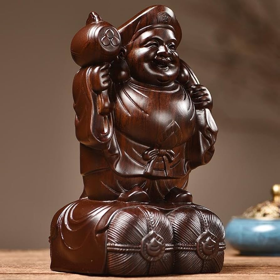 Amazon｜木彫り置物 開運 大黒天様像 木製仏像 黒檀 木彫り 大黒天様像