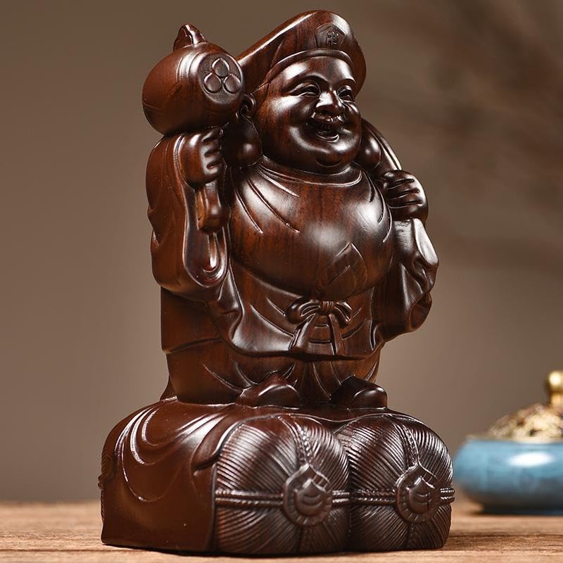 Amazon｜木彫り置物 開運 大黒天様像 木製仏像 黒檀 木彫り大黒天様像