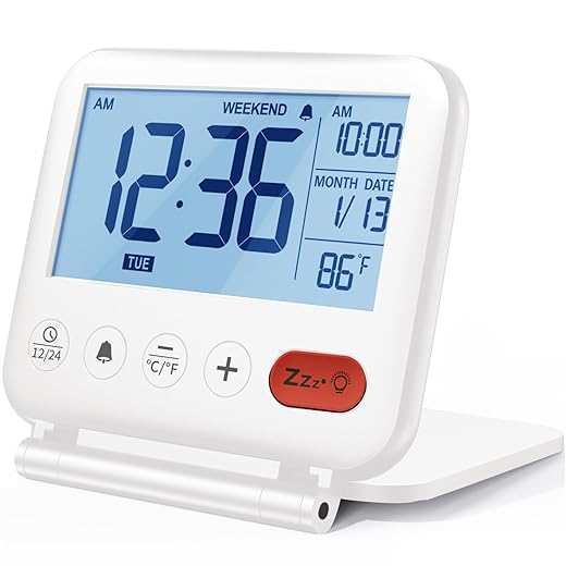 NOKLEAD Digital Travel Alarm Clock 3 . 23 inch LCD Display, Temperature, 9 Minute Snooze, 10 s item