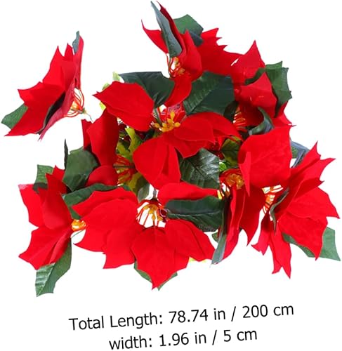 Miniatura 4 de PRETYZOOM 2 juegos de luces de flor de pascua iluminada, guirnalda de nochebuena roja, guirnalda de flores de Navidad, guirnalda de flores de