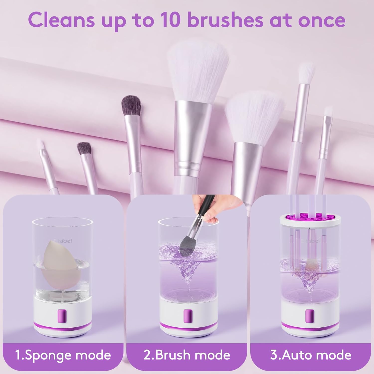 Makeup Brush Cleaner machine, 2 in 1 Makeup Brush Cleanser & Washer, 7000 RPM High-Speed Deep Cleaning, Portable Automatic Cosmetic Brush Cleaner for Foundation Brush Sponge, White2 - Image 5