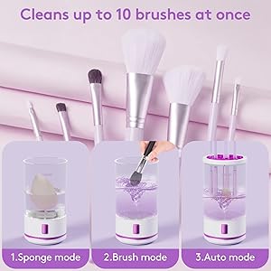 Makeup Brush Cleaner Machine, 2 in 1 Makeup Brush Cleanser & Washer, 7000 RPM High-Speed Deep Cleaning, Portable Automatic Cosmetic Brush Cleaner for All Makeup Brush and Sponge, White