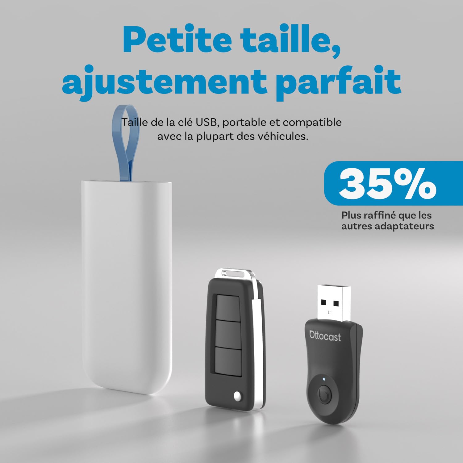 OTTOCAST Mini 2025 Nouveaux, Adaptateur CarPlay sans Fil pour iPhone, Adaptateur Android Auto, Convertit Le CarPlay Filaire en CarPlay sans Fil, Compatible avec Les Voitures avec CarPlay Filaire et AA
