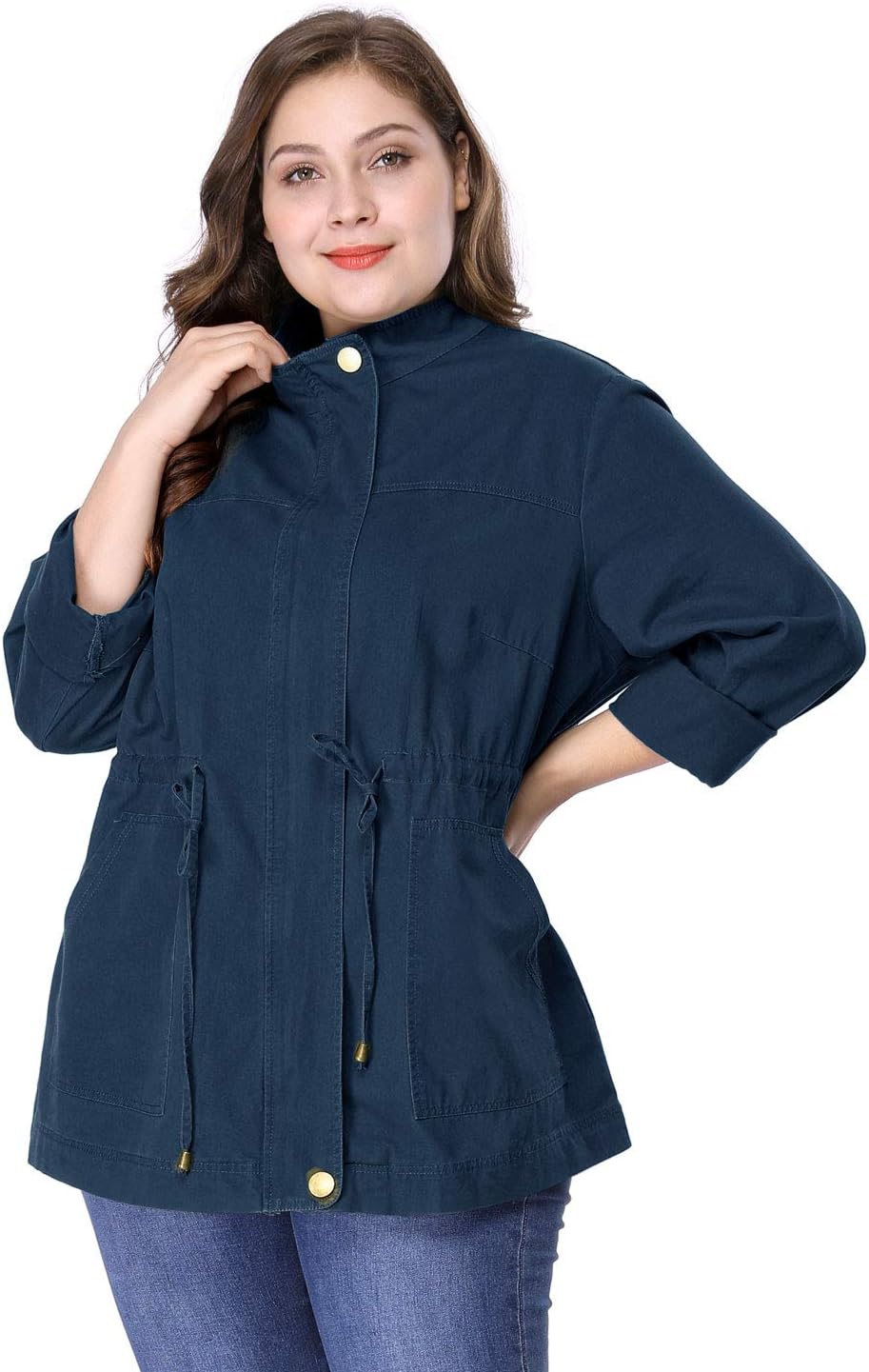 Agnes Orinda Women's Plus Size Lightweight Jacket Anorak Utility Drawstring Waist Casual Jackets with Pockets 2025 Outfits - Image 4