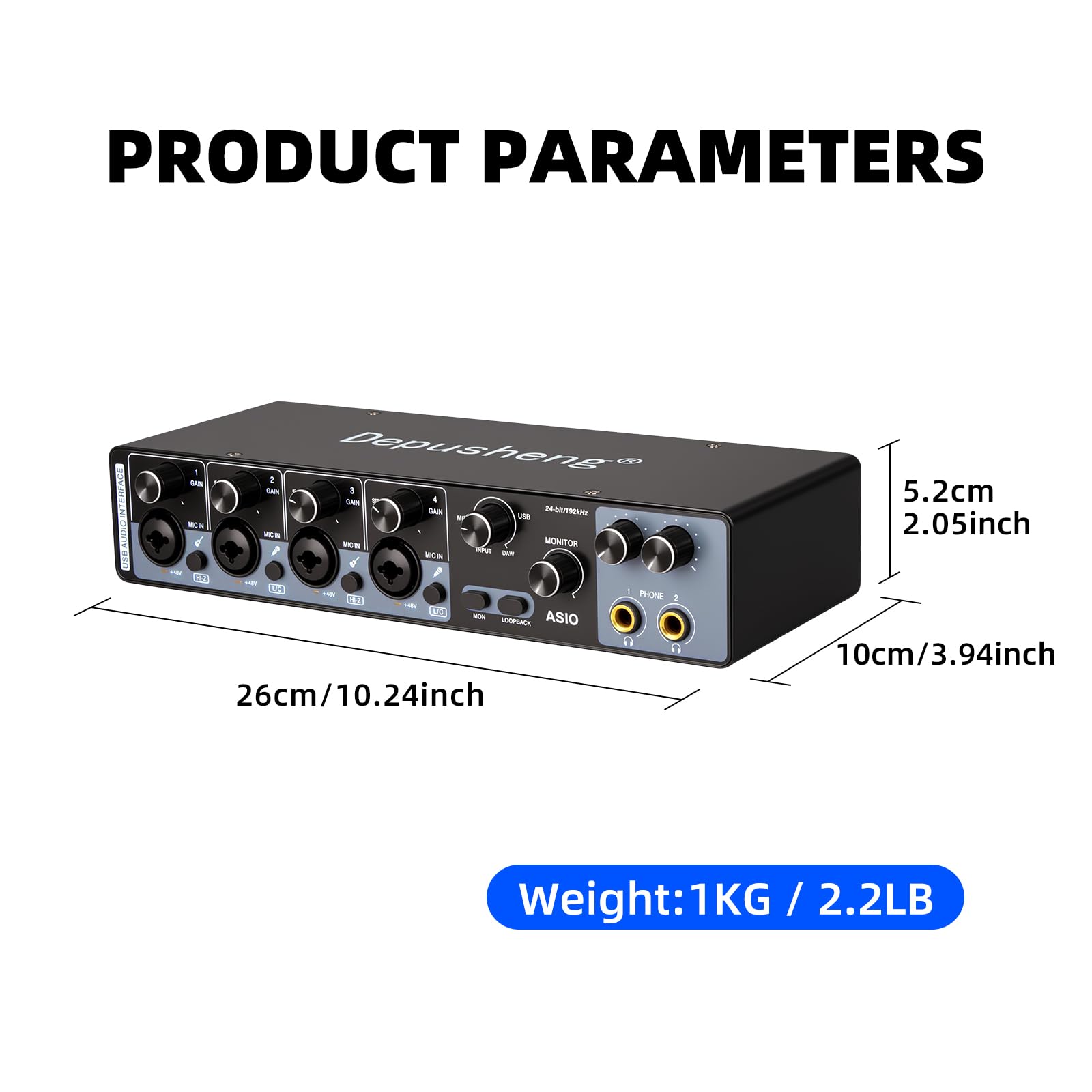 Depusheng USB Audio Interface with ASIO Drivers 4 Channel | Grabación de Audio