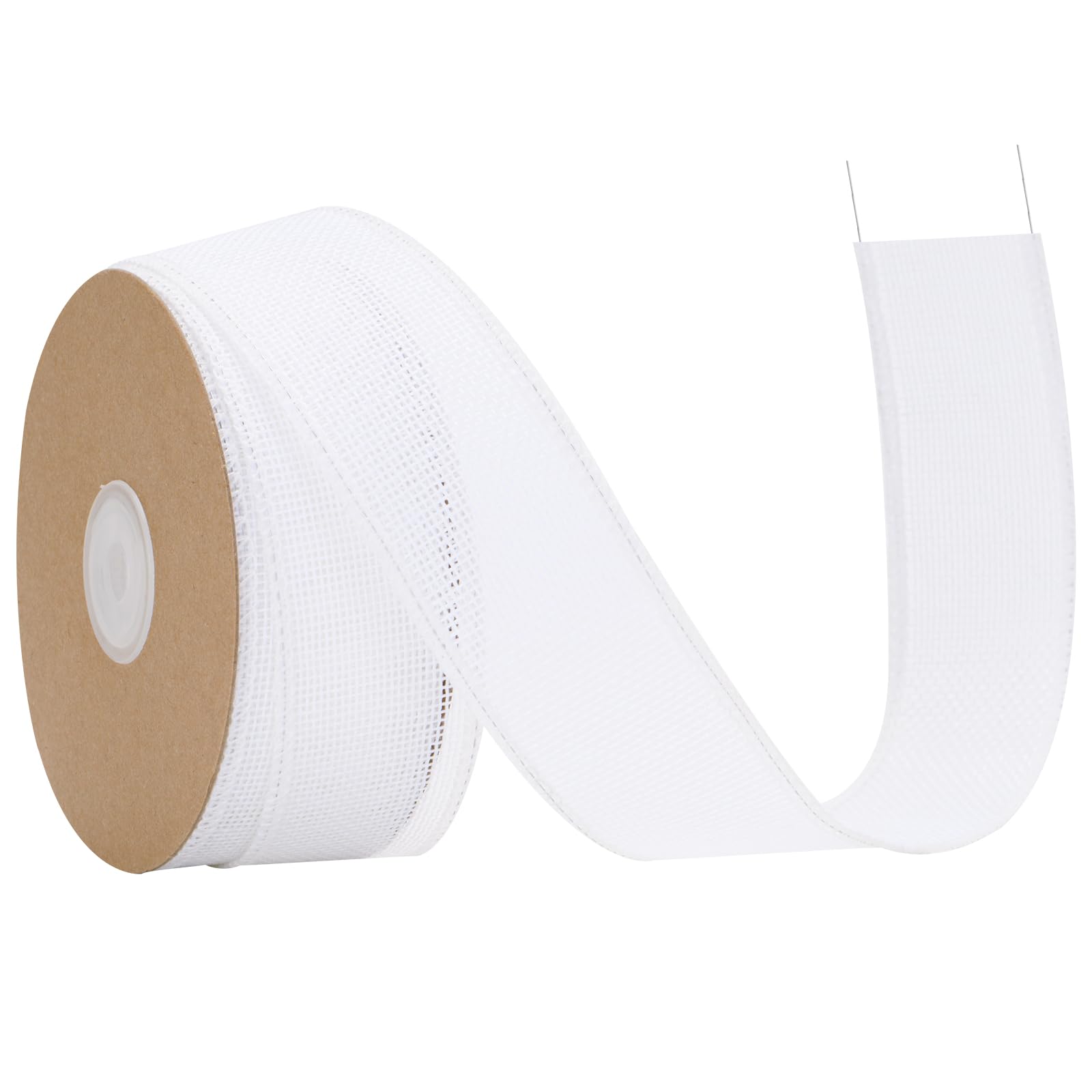 G2PLUS 4cm White Wired Burlap Ribbon: 10m Hessian Ribbon for Crafting Bows, Gift Wrapping, Wreaths, Christmas Decoration