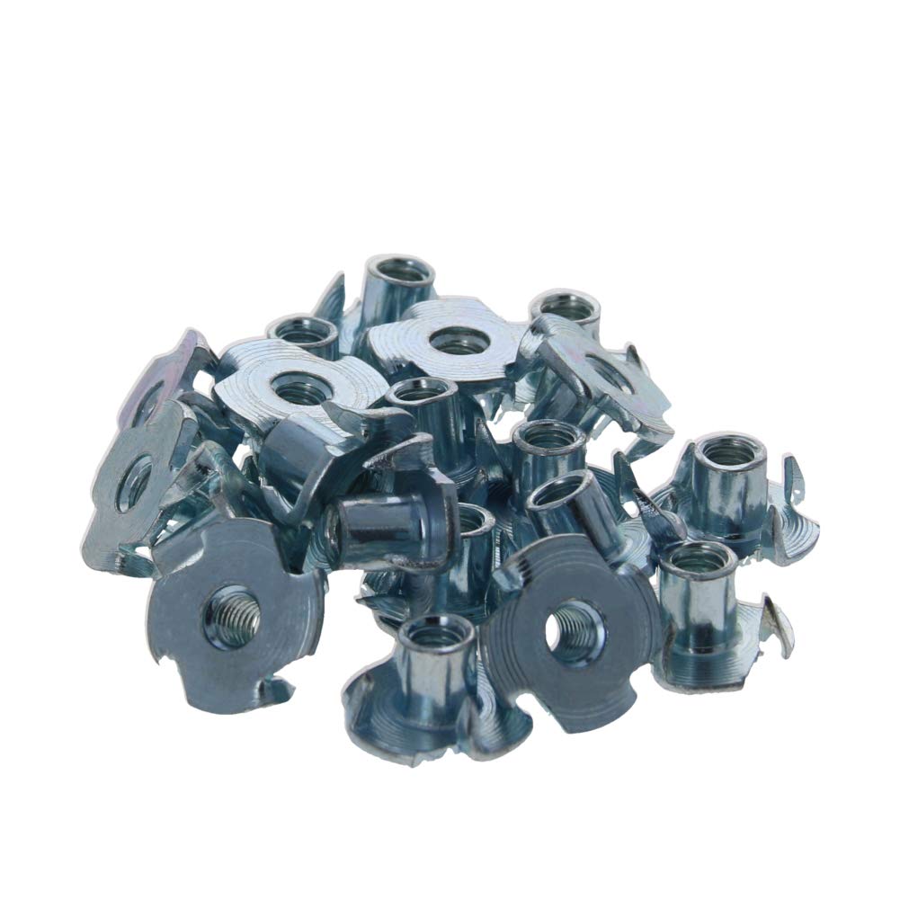 Dadi A T 4 Punte 1/4" X 6mm Mezza Filettatura – Acciaio Carbonio Per Mobili, Pareti Da Arrampicata E Fai-da-te (50 Pz, Alta Resistenza Alla Trazione)