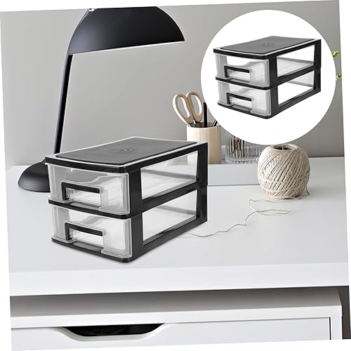 Miniatura 7 de Titular de artículos diversos, caja de almacenamiento de 2 capas, organizador de maquillaje, tapa de plástico, contenedor de almacenamiento de