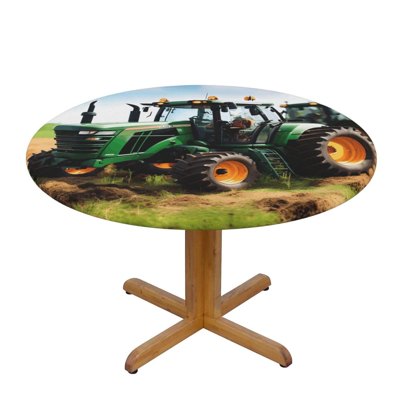 Company Farm Tractor Print Round Tablecloth Waterproof Table Cover Wipe Clean Washable Table Protector For Dining Room