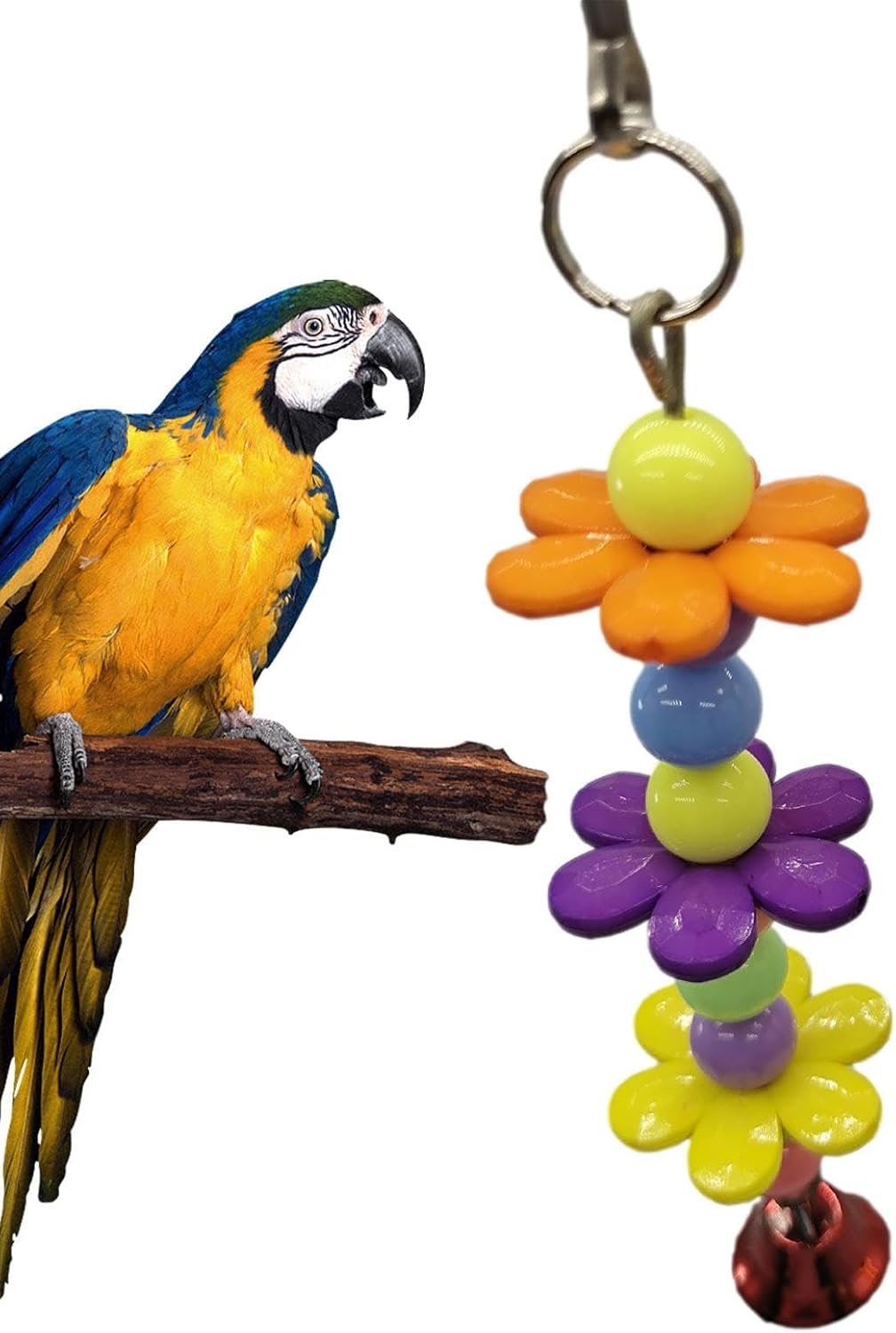 Blumen-Vogelspielzeug | Bissfestes Vogelspielzeug für Käfig | Hängendes Vogelspielzeug mit Glocke, dekoratives Papageienspielzeug zum Kauen, Erkunden, Entspannen