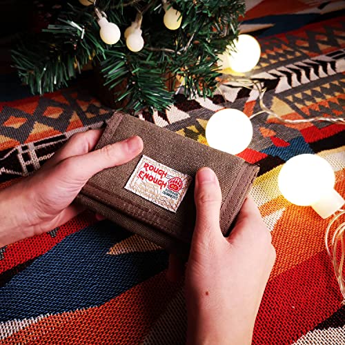 Rough Enough Kids Wallet For Teen Boys Men Canvas Wallet Keychain Carabiner Trifold #TOP5