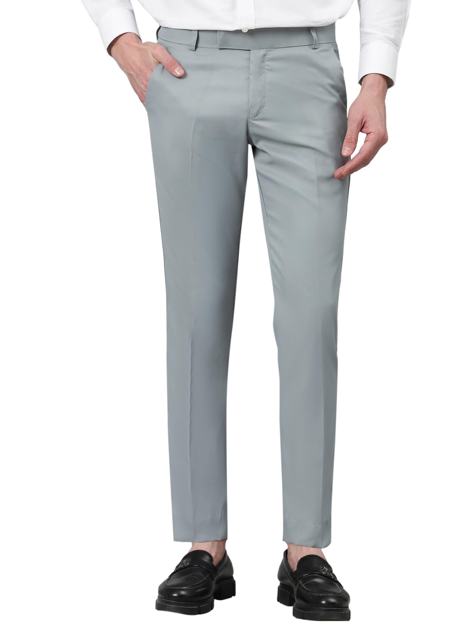 Men's Solid Ankle Length Flat Front Straight Slim Fit Casual Skinny Stretch Chinos Dress Business Pant with Pocket Suit Pants Clothing Office Formal Wear Work Trousers (M Pant 164)-image-14