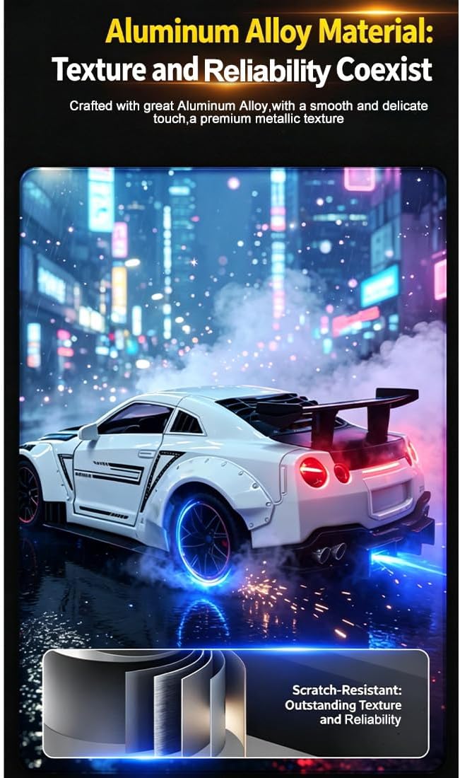 RC Sports Car Alarm Clock, LED Display & Lighting, Black image 5